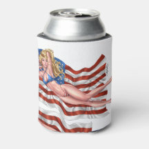 Amerikaanse vlag Bikini Pinup Girl van Al Rio