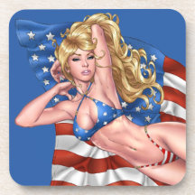 Amerikaanse vlag Bikini Pinup Girl van Al Rio
