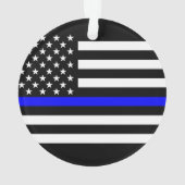 Amerikaanse vlag Black en White Thin Blue Line Ornament (achterkant)