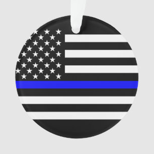Amerikaanse vlag Black en White Thin Blue Line Ornament
