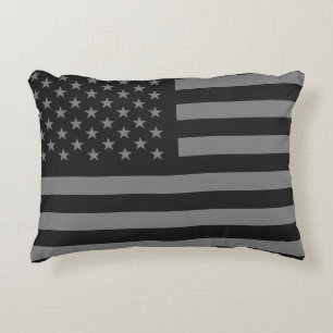 Amerikaanse vlag Black Gray Decoratief Kussen