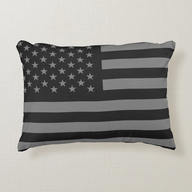 Amerikaanse vlag Black Gray Decoratief Kussen (Voorkant)