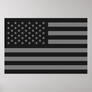 Amerikaanse vlag Black Gray Poster