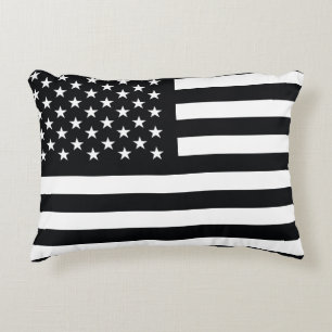 Amerikaanse vlag Black White Decoratief Kussen