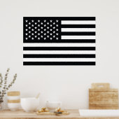 Amerikaanse vlag Black White Poster (Keuken)