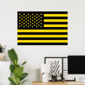 Amerikaanse vlag Black Yellow Poster (Thuiskantoor)