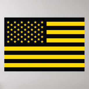 Amerikaanse vlag Black Yellow Poster