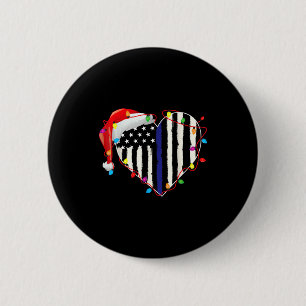 Amerikaanse Vlag Blauwe Lijn Kerstman Hoed Luizen  Ronde Button 5,7 Cm