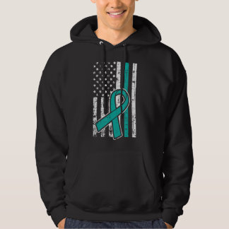 Amerikaanse vlag Blauwgroen ribbon Cool Ovarian Ca Hoodie