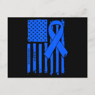Amerikaanse vlag Blue Ribbon Ataxia Awareness T-Sh Briefkaart