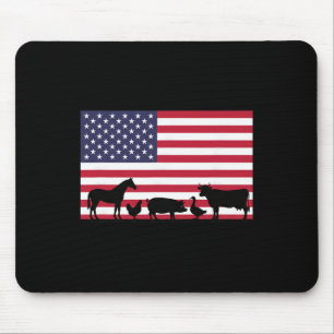 Amerikaanse Vlag Boerderijdieren Paard Koe Varken Muismat