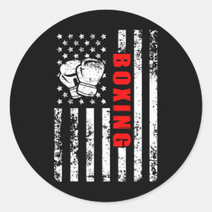 Amerikaanse Vlag Boksen Patriottisch Boksen  Ronde Sticker