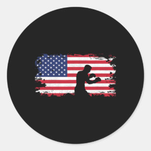 Amerikaanse Vlag Bokskleding - Boxer Boksen Vrouwe Ronde Sticker