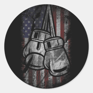 Amerikaanse Vlag Boksshirt Voor Mannen Vrouwen Vie Ronde Sticker