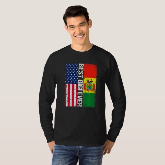 Amerikaanse vlag & Bolivia vlag beste Gigi ooit fa T-shirt (Voorkant volledig)
