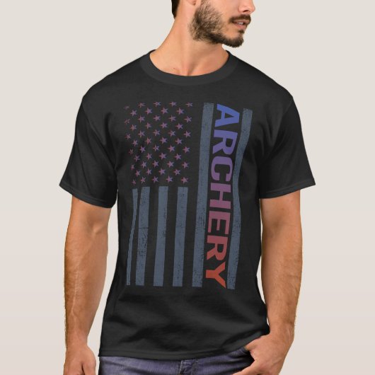 Amerikaanse vlag boogschieten pijl pijl boog t-shirt (Voorkant)