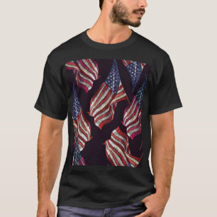 Amerikaanse vlag borduurwerk: patriottisch patroon t-shirt