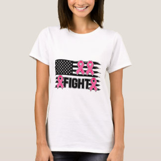 Amerikaanse Vlag Borstkanker Bewustzijn Vecht Roze T-shirt