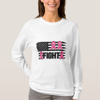 Amerikaanse Vlag Borstkanker Bewustzijn Vecht Roze T-shirt