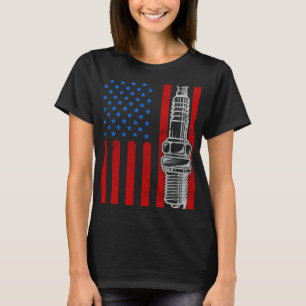Amerikaanse Vlag Bougie Patriottische Vintage Auto T-shirt