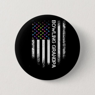 Amerikaanse vlag Bowling opa Bowler Ronde Button 5,7 Cm