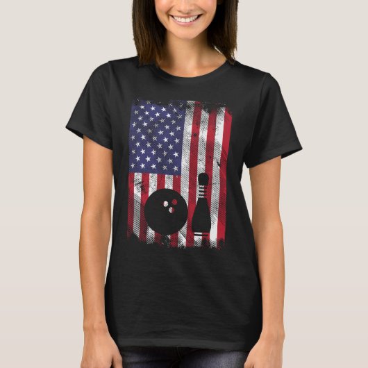 Amerikaanse vlag Bowling Patriotic Bowler Mannen W T-shirt (Voorkant)