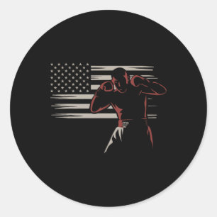 Amerikaanse Vlag Boxer Vintage Stijl Boksen Enthou Ronde Sticker
