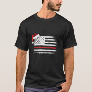 Amerikaanse vlag brandweerman kerst pyjama cool xm t-shirt