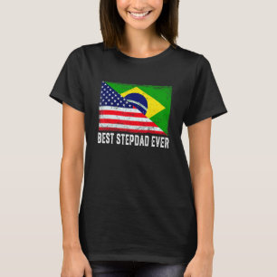 Amerikaanse vlag & Brazilië vlag beste stiefvader T-shirt
