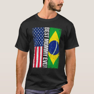 Amerikaanse vlag Brazilië vlag vlag Beste mama ooi T-shirt