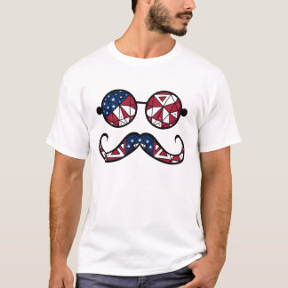 Amerikaanse vlag bril en snor t-shirt