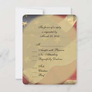 Amerikaanse vlag bruiloft RSVP met menu keuzes