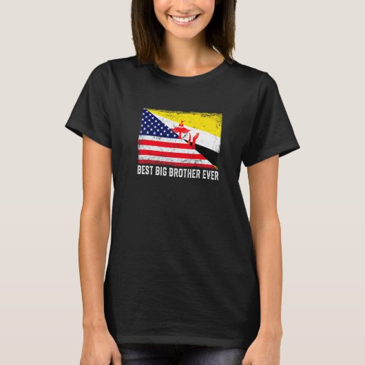 Amerikaanse vlag & Brunei vlag Beste Big Brother o T-shirt (Voorkant)