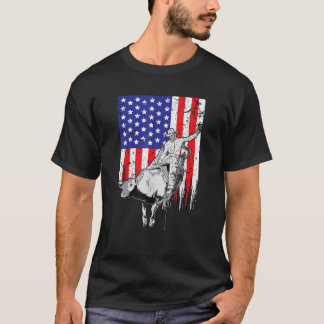 Amerikaanse vlag Bucking Bull Riding Patriotic Rod T-shirt