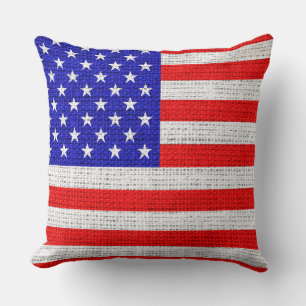 Amerikaanse vlag Burlap Linen Rustic Jute Kussen
