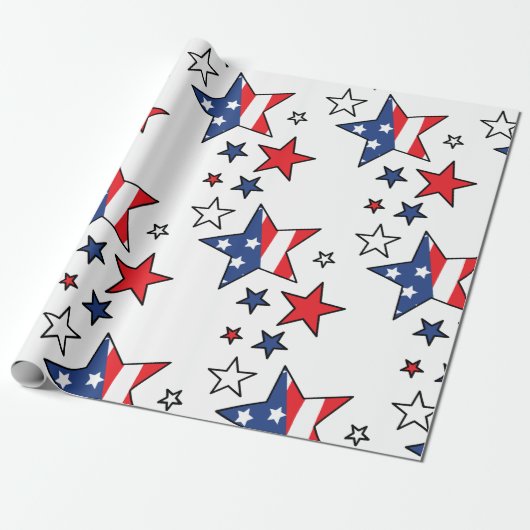 Amerikaanse vlag cadeaupapier (Uitgerold)