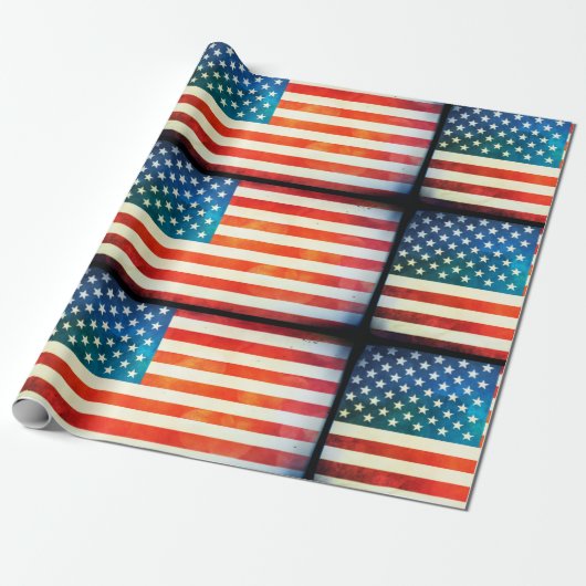 Amerikaanse vlag cadeaupapier (Uitgerold)