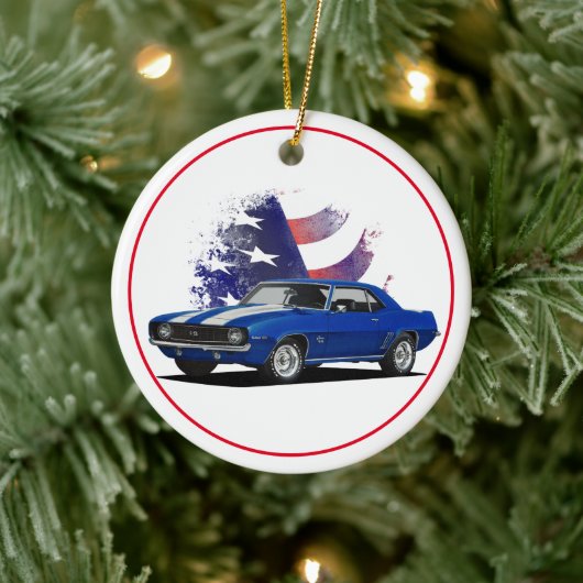 Amerikaanse vlag Camaro Keramisch Ornament (Boom)