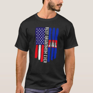 Amerikaanse vlag & Cambodja vlag Beste grootmoeder T-shirt