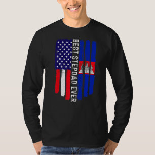 Amerikaanse vlag & Cambodja vlag beste stiefvader  T-shirt