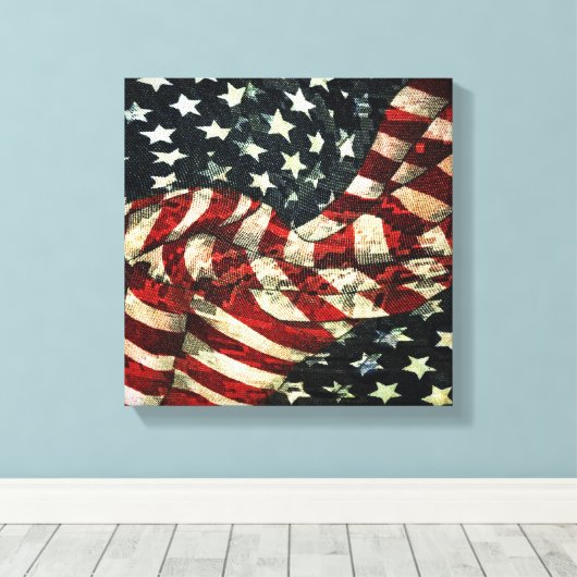 Amerikaanse vlag-Camouflage door Shirley Taylor Canvas Afdruk (Insitu (Houten vloer))