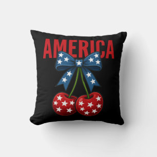 Amerikaanse vlag Cherry Bow Coquette Kussen