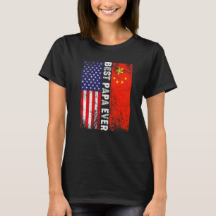Amerikaanse vlag & China vlag beste Papa ooit fami T-shirt
