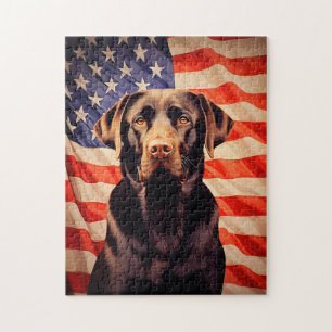 Amerikaanse vlag chocolade labrador legpuzzel