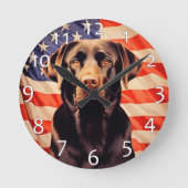 Amerikaanse vlag chocolade labrador ronde klok (Voorkant)
