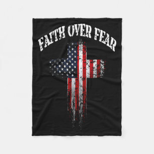 Amerikaanse Vlag Christelijk Kruis Geloof Over Ang Fleece Deken