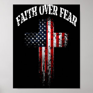 Amerikaanse Vlag Christelijk Kruis Geloof Over Ang Poster