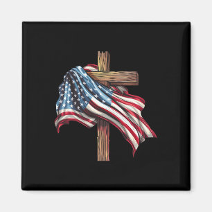 Amerikaanse vlag Christelijk Kruis Jezus 4 juli Magneet