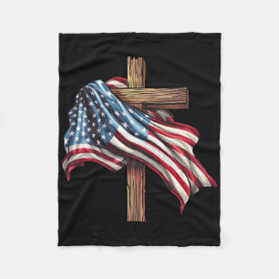 Amerikaanse Vlag Christelijk Kruis Jezus 4 juli Mi Fleece Deken