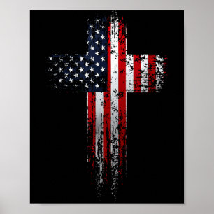 Amerikaanse Vlag Christelijk Kruis Poster